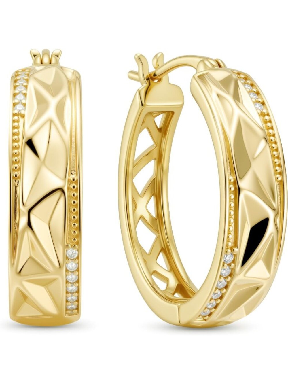 Chunky 14K Gold Textured Hoop Earrings for Women - 20mm Wide Statement Jewelry